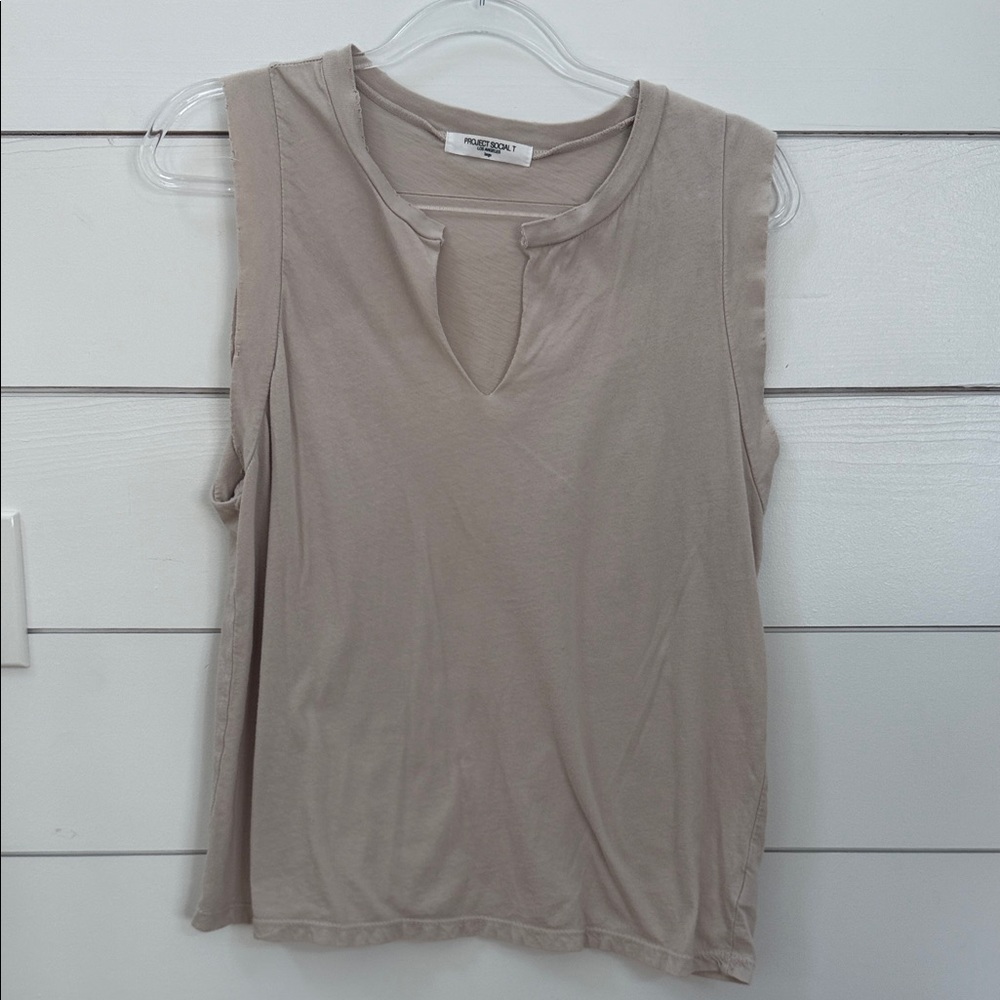 Project Social T Beige Sleeveless Muscle Tee